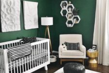 a lovely nursery with bright green walls