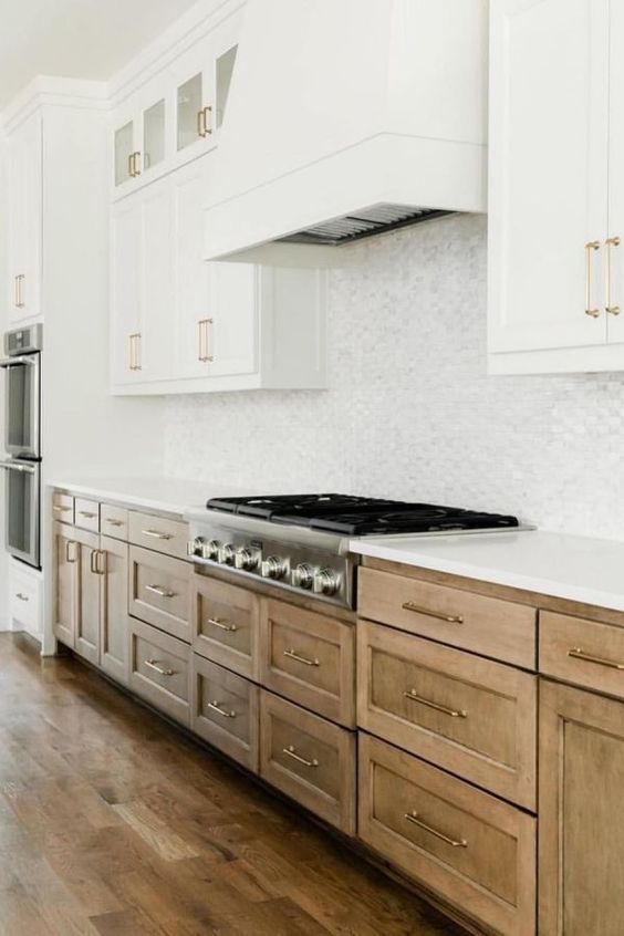 a trendy two toned kitchen design