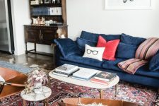 an airy mid-century modern living room design