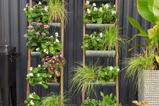 10 vertical tiered ladders with blooms and greenery are amazing for tight spaces, you can refresh the area easily