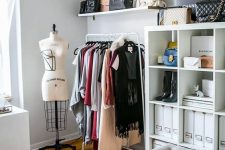 a cool small closet design in a corner