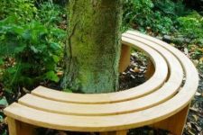 23 a very simple modern curved bench around the tree will let you have some rest in the shade and will match your modern garden style