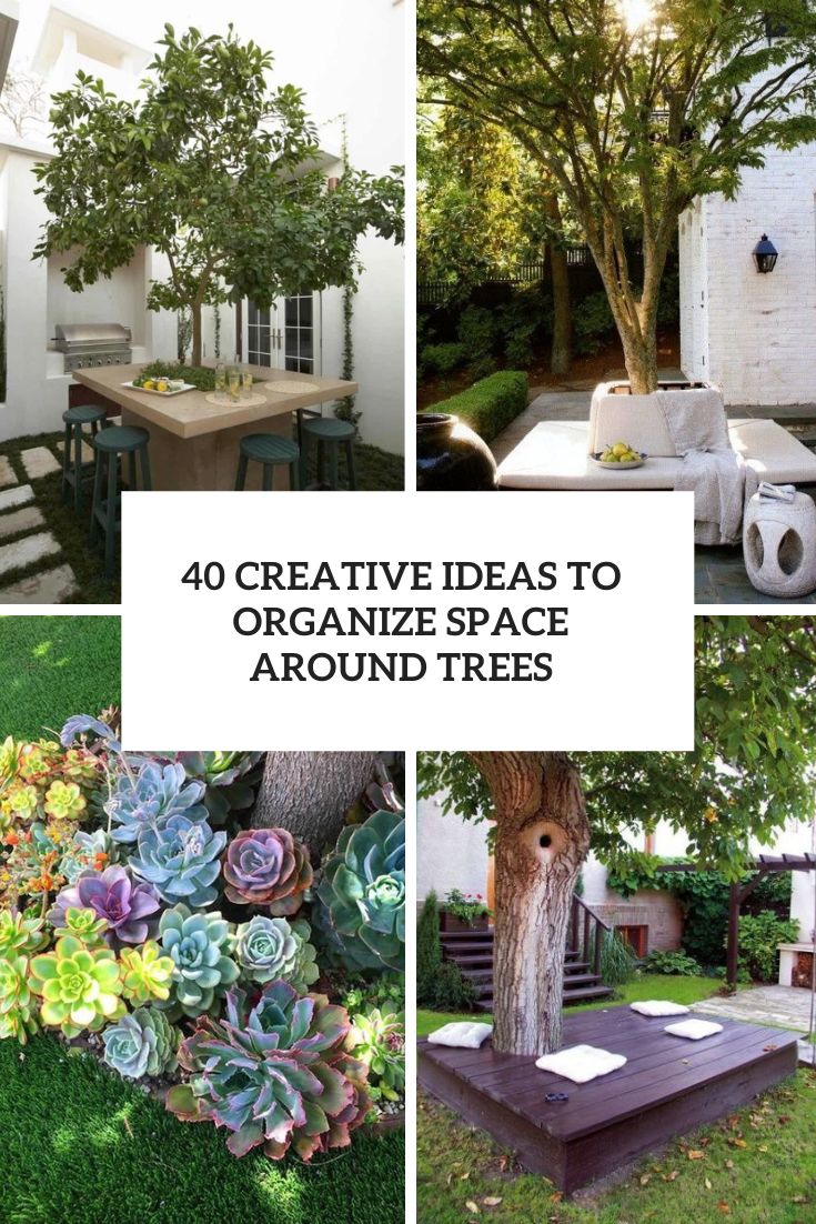 creative ideas to organize space around trees cover