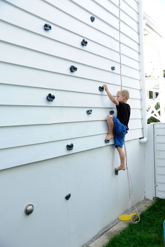 turn your house wall into an outdoor kids' climbing wall and your children will be grateful to you for that
