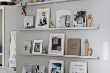 a simple gallery wall on ledges