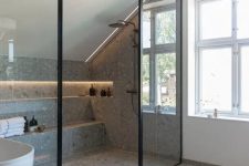 A lovely attic bathroom design