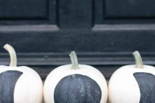 09 simple DIY black and white moon phase pumpkins are amazing for modern Halloween or fall decor, and they will be great for constellation decor