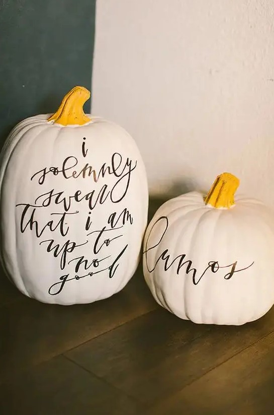 these cool Harry Potter inspired pumpkins with calligraphy are right what you need for a fresh feel at Halloween