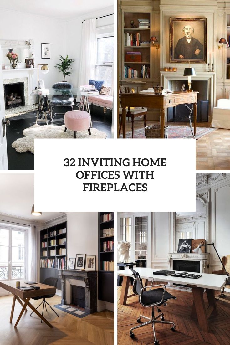 32 Inviting Home Offices With Fireplaces