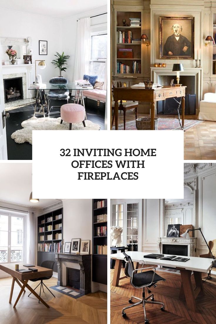 32 Inviting Home Offices With Fireplaces - DigsDigs