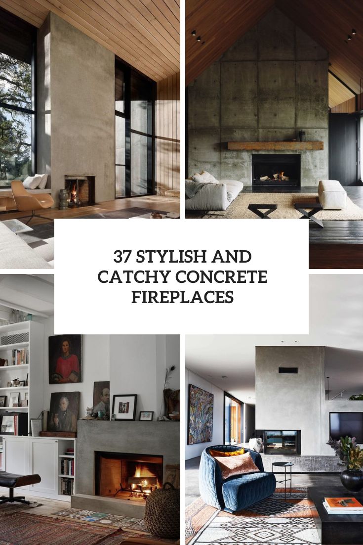 37 Stylish And Catchy Concrete Fireplaces
