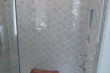a neutral small shower space