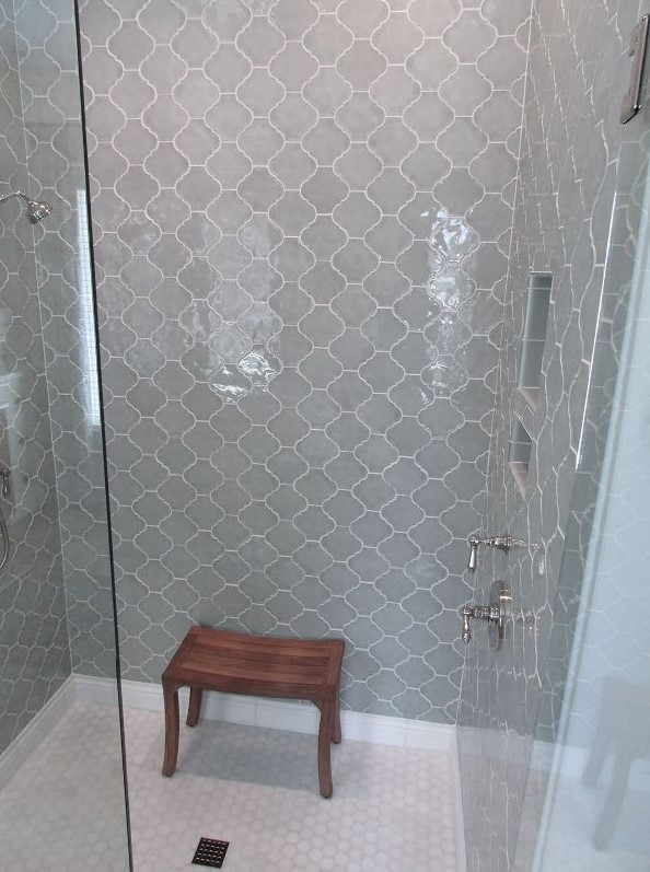 a neutral small shower space