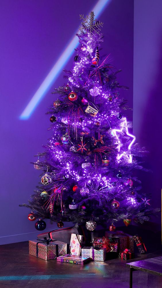 Purple Christmas Decorations  Purple christmas tree, Purple