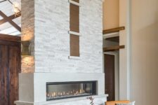 a large fireplace is great to separate an open space