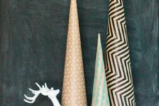 simple printed paper cone-shaped Christmas trees are great as alternative tabletop Christmas trees, they look cool and chic