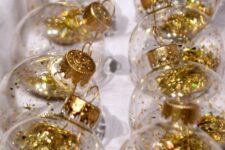 21 clear glass Christmas ornaments with glitter inside are amazing for shiny Christmas tree decor
