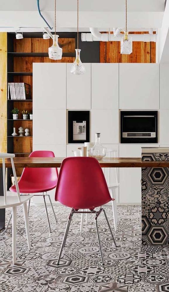 spruce up your neutral space with a couple of magenta chairs that will make your room colorful and trendy