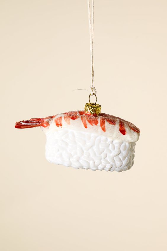 a fun and cool sushi ornament is a stylish idea for a Christmas tree, show off your favorite food