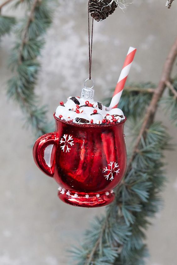 a red mug with hot cocoa is a lovely idea for Christmas, it's traditional for the holidays and will warm you up