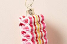 a ribbon candy ornament with glitter is a cool and chic idea for Christmas, show off your sweet tooth