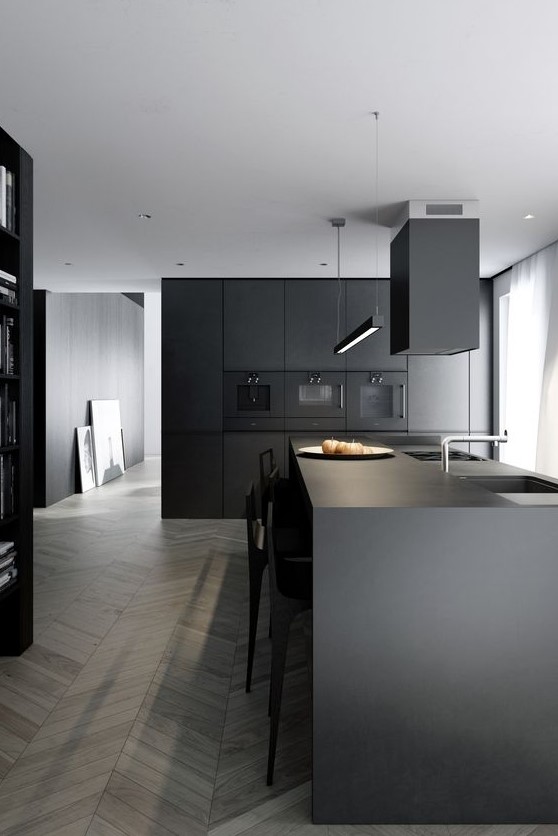 make your ceiling white, it's not difficult but it's very refreshing and very statement-like in a black space