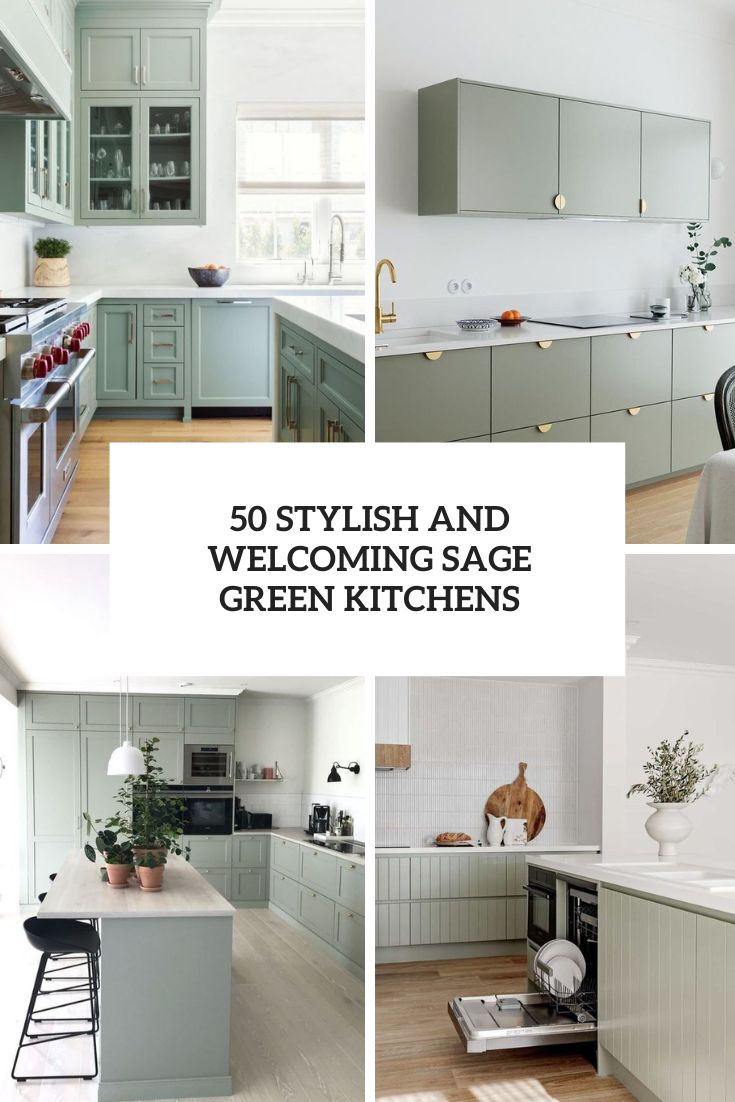 stylish and welcoming sage green kitchens cover