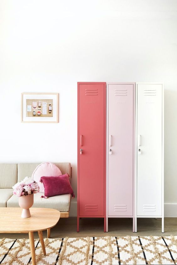 a beautiful locker combo with an ombre effect looks very lightweight and chic adding a subtle touch of color