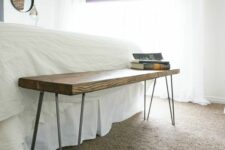 04 a simple rustic bench with hairpin legs will match or a rustic or boho space easily