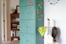 11 finish off a kids’ space with green lockers that allow personalizing with maginets and not only, and your kids will be happy