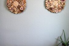 19 a cool wall art of three circles composed of tree slices is a lovely rustic decor idea for a farmhouse or rustic space