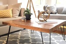 23 a large butcherblock hairpin leg coffee table is a cool idea for a mid-century modern or boho interior