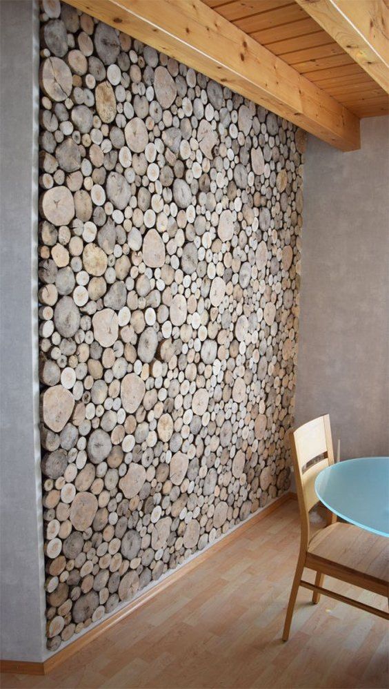 a fantastic wood slice accent wall will be a gorgeous solution for any room, and you can DIY it using tutorials on the web