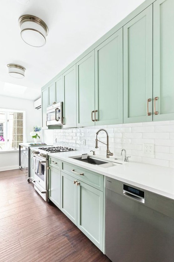 vintage mint green kitchen
