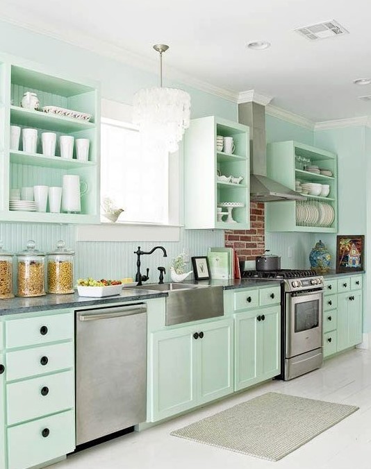 47 Pretty And Cool Mint Kitchen Decor Ideas - DigsDigs