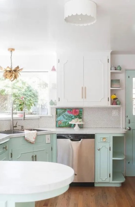 https://www.digsdigs.com/photos/2023/03/a-retro-kitchen-done-in-white-and-mint-with-elegant-cabinets-white-stone-countertops-a-white-penny-tile-backsplash-and-gold-fixtures.jpg