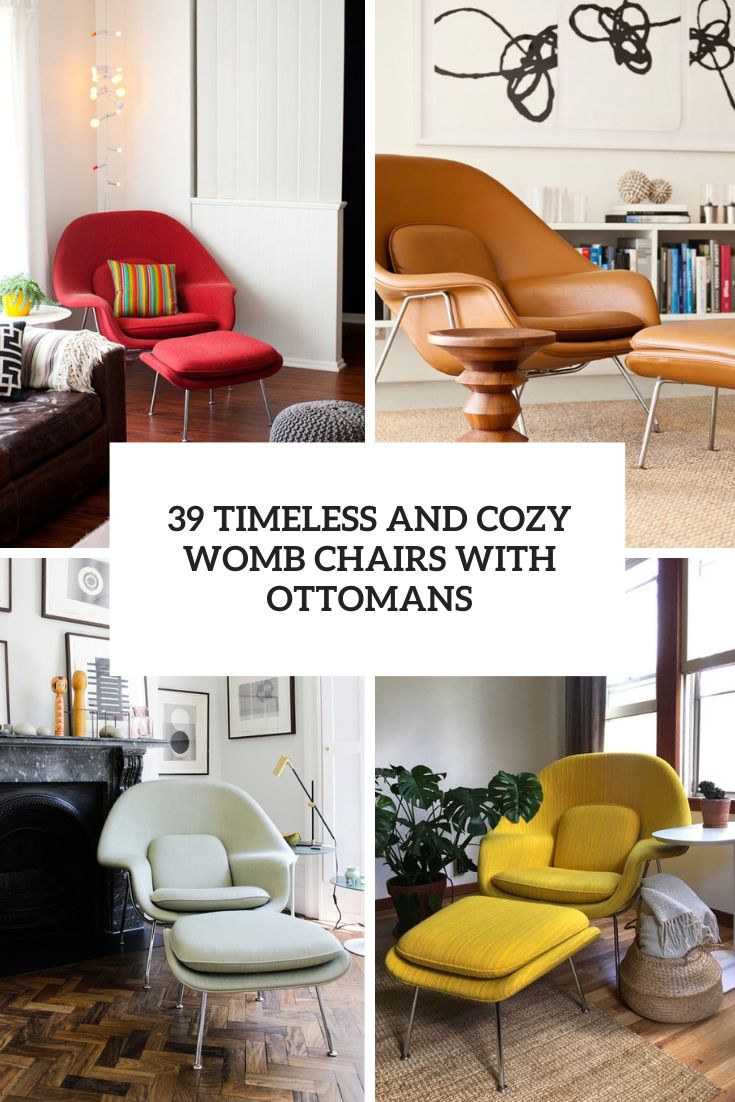 timeless and cozy womb chairs with ottomans cover