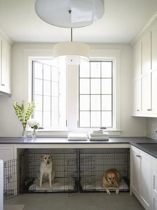 Kitchen cabinet dog crate top