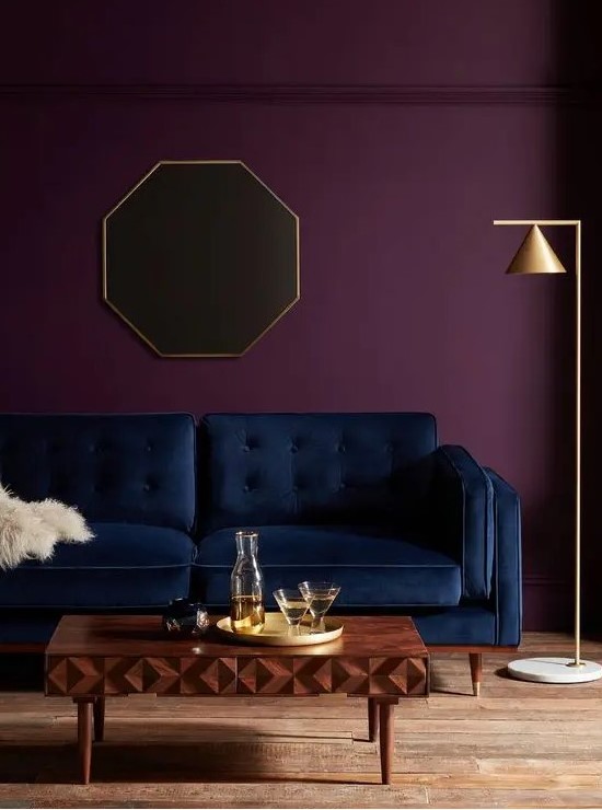 Purple Feature Wall Living Room Ideas | Cabinets Matttroy