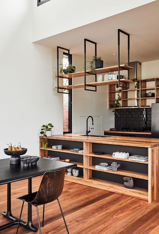 38 Smart And Cool Suspended Kitchen Shelves Ideas - DigsDigs