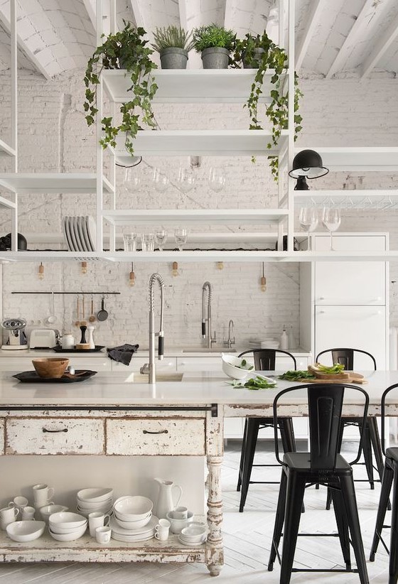 38 Smart And Cool Suspended Kitchen Shelves Ideas - DigsDigs