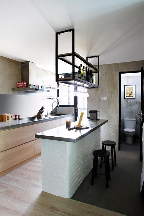 Image showcasing 38 Smart And Cool Suspended Kitchen Shelves Ideas - DigsDigs