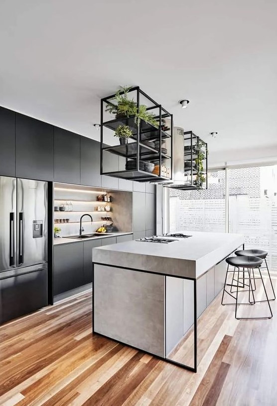 Fresh Look at 38 Smart And Cool Suspended Kitchen Shelves Ideas