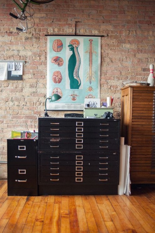 vintage black and stained file and card cabinets are a perfect idea to make your home office ultimately stylish and timeless