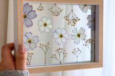 a little light-stained frame with baby’s breath and primroses is a cool decoration for any space, it looks cute and effortlessly chic