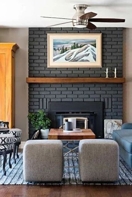 43 Painted Brick Fireplaces For A Bold Touch - DigsDigs