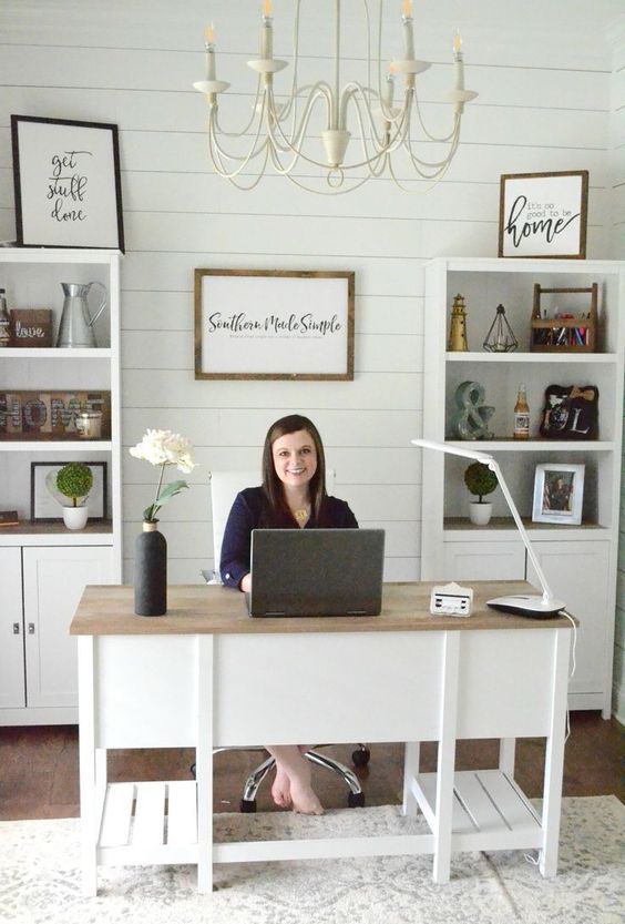 White modern farmhouse desk discount