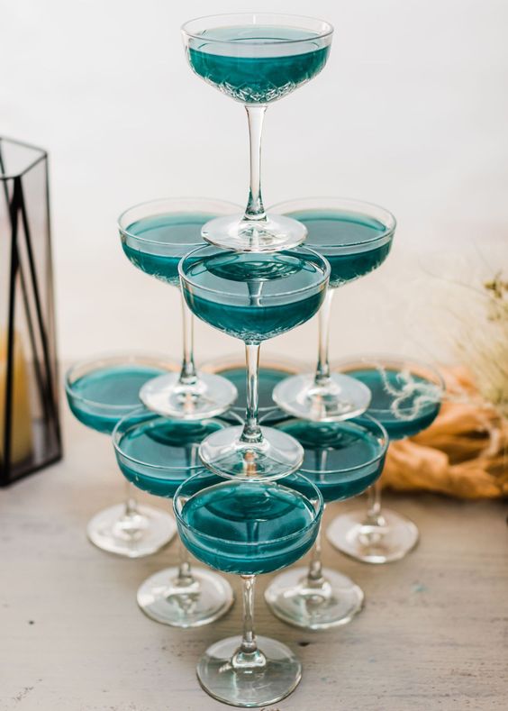 shimmery teal cocktails will be a gorgeous solution for a celestial Halloween party