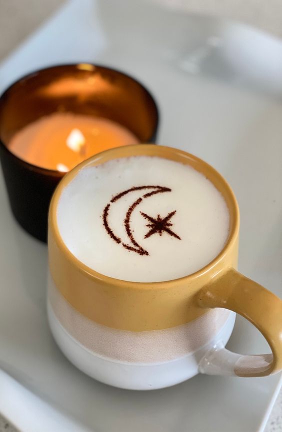 offer your guests some coffee with moon and star art to make them happy and excited