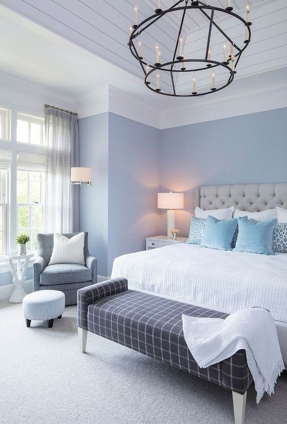 Light blue outlet bedroom bench
